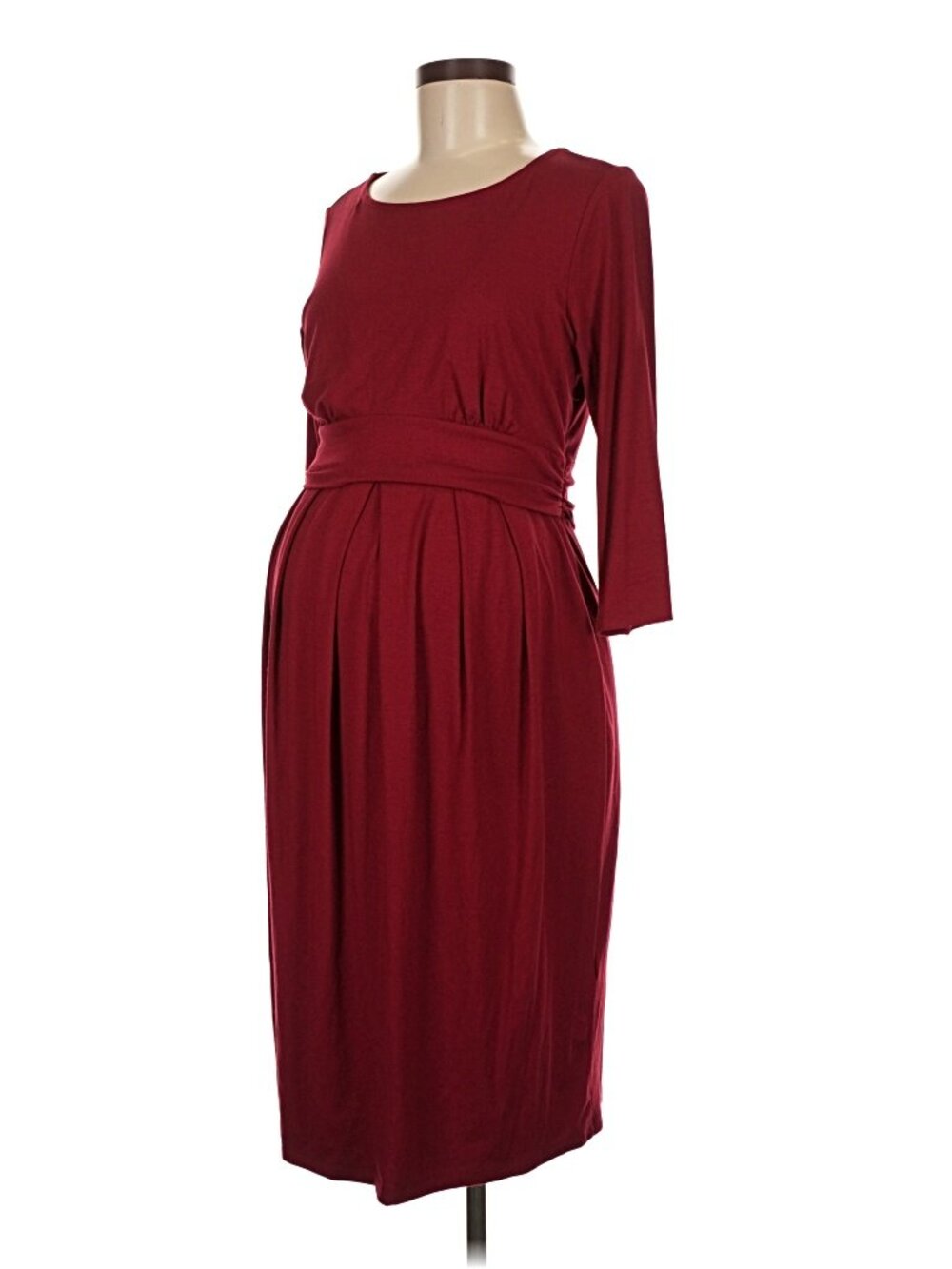 Seraphine Maternity & Nursing Long Sleeve Dress in Claret Red